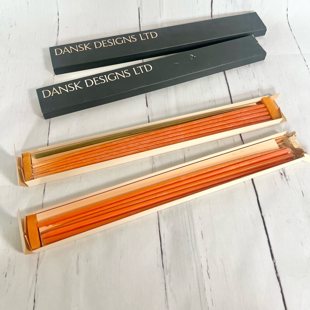 Vintage Dansk Designs Tiny Taper Candles Orange MCM Denmark 22pc Lot
